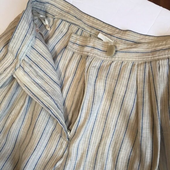 Dior Vintage 80s Linen Striped Loose Fit High Waist Pants Straight Leg Neutral - Picture 6 of 16